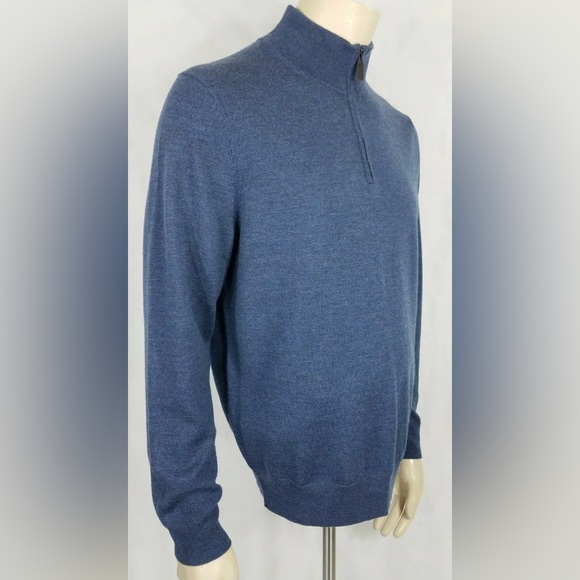 Jos. A. Bank Traveler blue 100% Merino Wool 1/4 zip pullover sweater mens XXXL - Picture 3 of 5